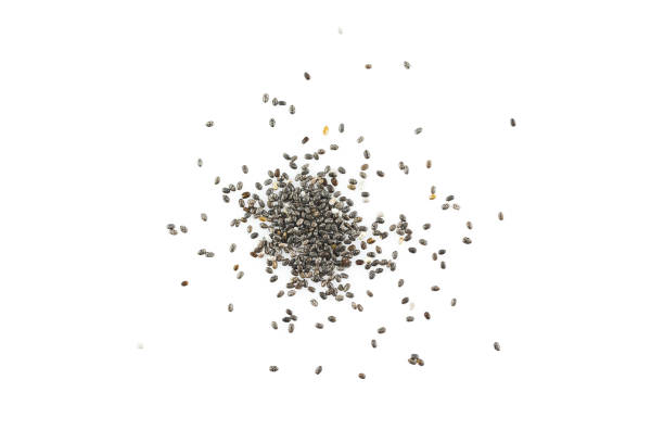 istock chia seeds on white background. 1194650319