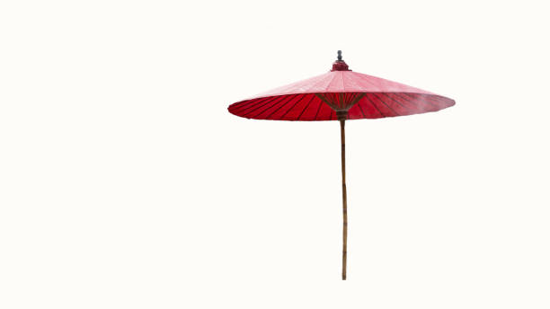 Red umbrella that cuts the background off into
