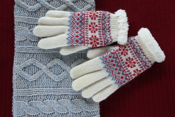 手袋を編む背景 - cable stitch ストックフォトと画像