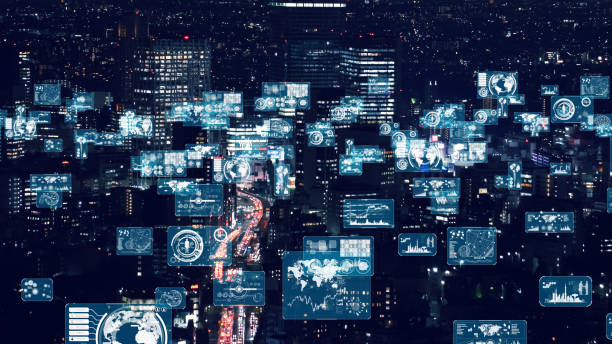 istock Smart city and information technology concept. 5G. IoT (Internet of Things) concept. Communication network. 1194657179