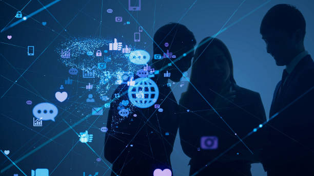 istock Communication network concept.  Silhouettes of people. 1194657233