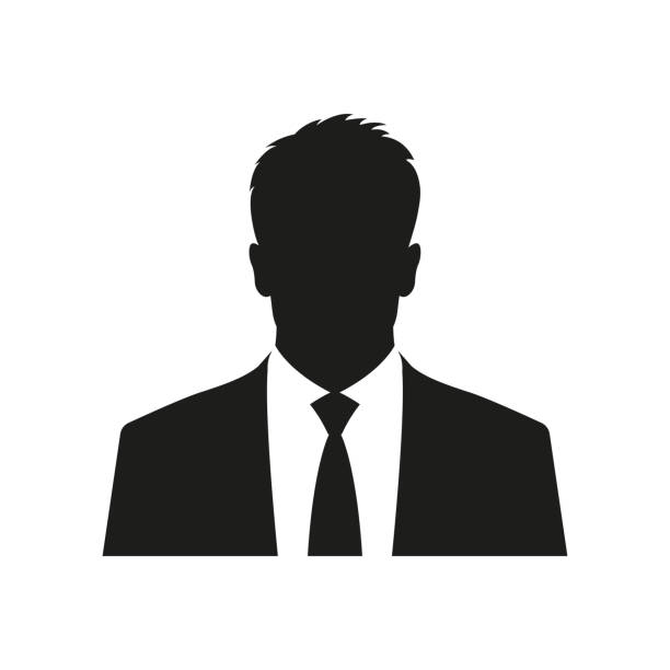 istock Business man icon. Male face silhouette with office suit and tie. User avatar profile. Vector illustration. 1194657244