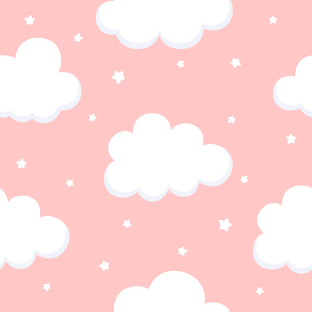 illustrazioni stock, clip art, cartoni animati e icone di tendenza di cloud cute seamless pattern - child preschool backgrounds baby