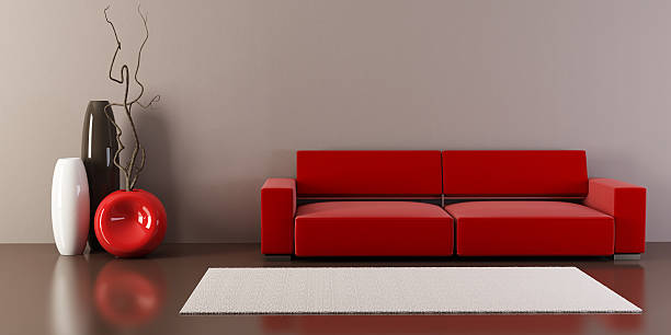 istock Lounge room with red couch and vases 119466021