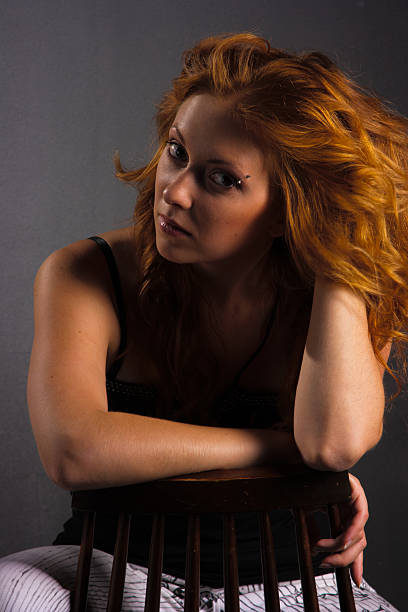 Beautiful redhead woman stock photo