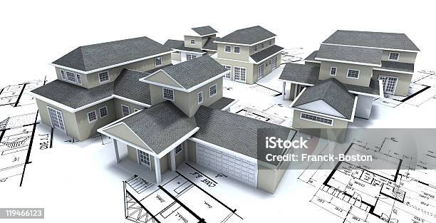 주거 개발 집에 대한 스톡 사진 및 기타 이미지 - 집, 설계도, 흰색