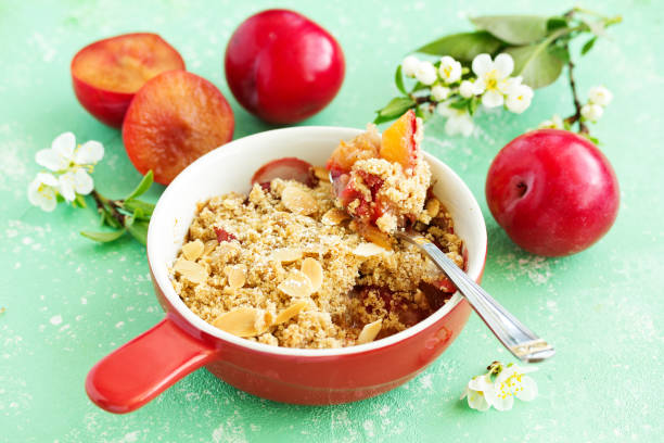 istock Plum crumble with almond crumb. 1194661343