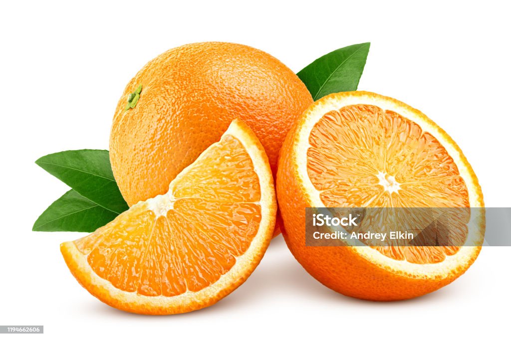 orange isolated on white background, clipping path, full depth of field Orange - Fruit Stock Photo