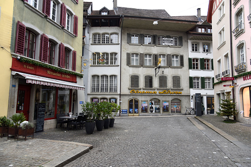 The medieval town of Lenzburg. Lenzburg as itself has a population of 8'000 citizens (2018). The image was captured during winter season.