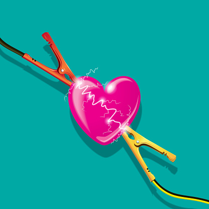 Vector Illustration with a loving Concept of an Heart being Charging with Electric Current Power