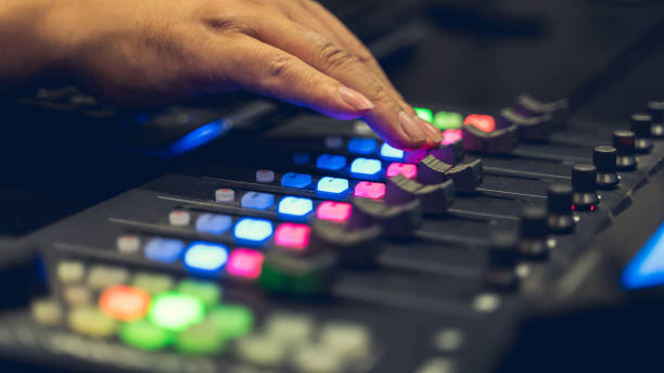 istock Close-up of boutique recording studio control desk. 1194665306
