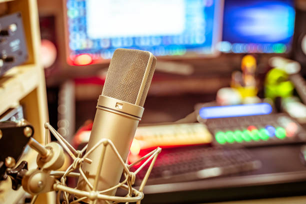 istock Close-up of boutique recording studio control desk. 1194665313