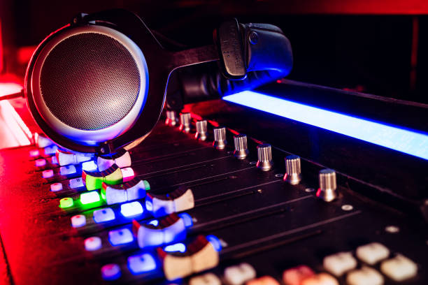 Audio studio control panel and headphone