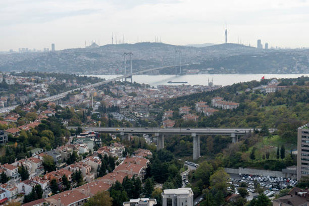 Istanbul,Turkey-November 04,2019:Aerial view Balmumcu district in Istanbul.Skyscrapers,mall and residences in Balmumcu District, one of the most populated financial districts of Istanbul.