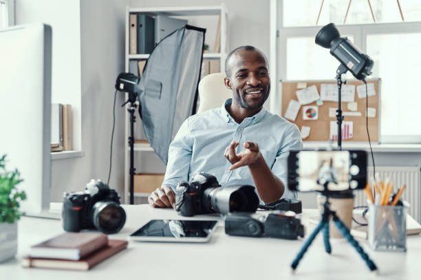 istock Happy young African man in shirt 1194667601