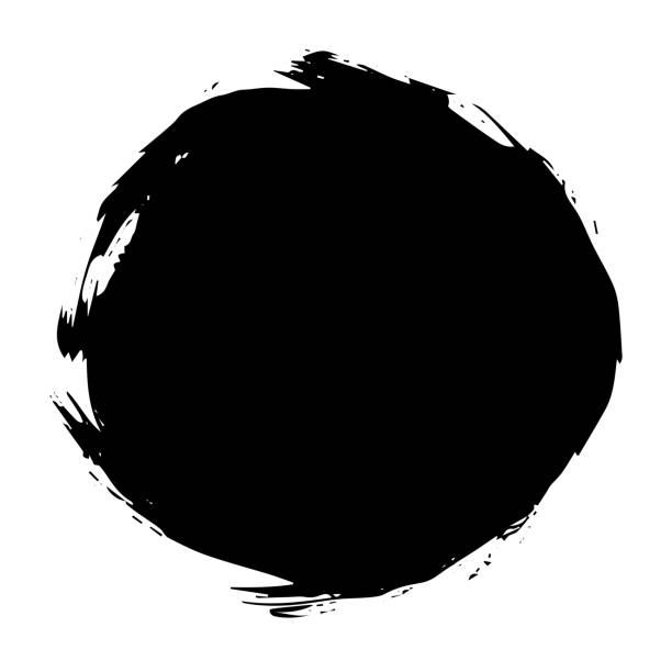 istock Round black spot, blot paint isolated on white background, vector illustration for design and decor 1194670688