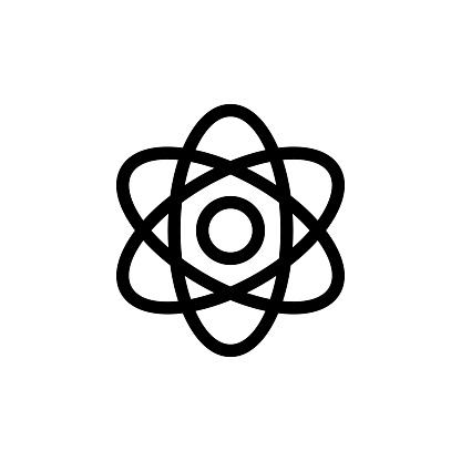 Atom icon vector. A thin line sign. Isolated contour symbol illustration