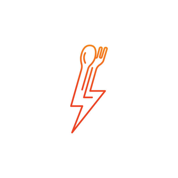 ilustraciones, imágenes clip art, dibujos animados e iconos de stock de icono vectorial lightning cutlery flash - flash menu flash