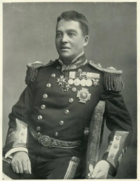 Vintage photograph of John Arbuthnot Fisher, 1st Baron Fisher, GCB, OM, GCVO, commonly known as Jacky or Jackie Fisher, was a British admiral known for his efforts at naval reform.