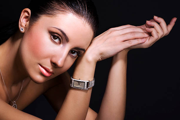 istock Woman with silver wristwatch 119467541