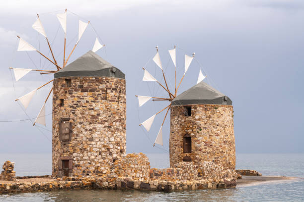 istock Windmills on Chios Island in Greece on a clody morning in spring 1194676904