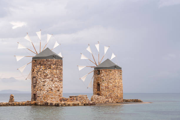 istock Windmills on Chios Island in Greece on a clody morning in spring 1194677212