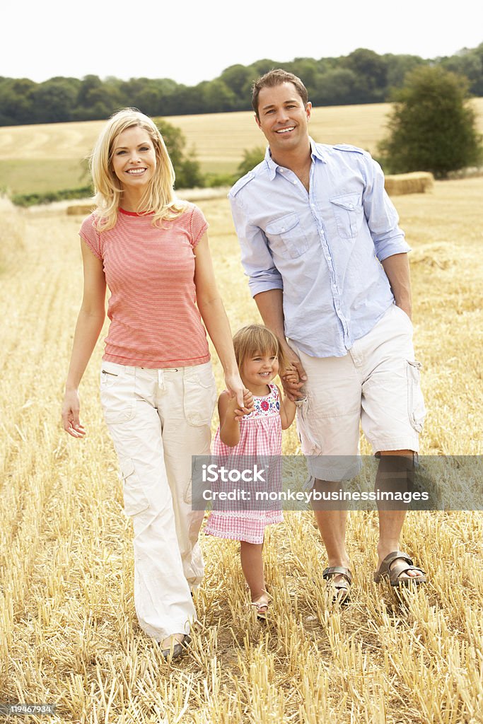 Семья, ходить в поле летом вместе продуктах - Стоковые фото 2-3 года роялти-фри