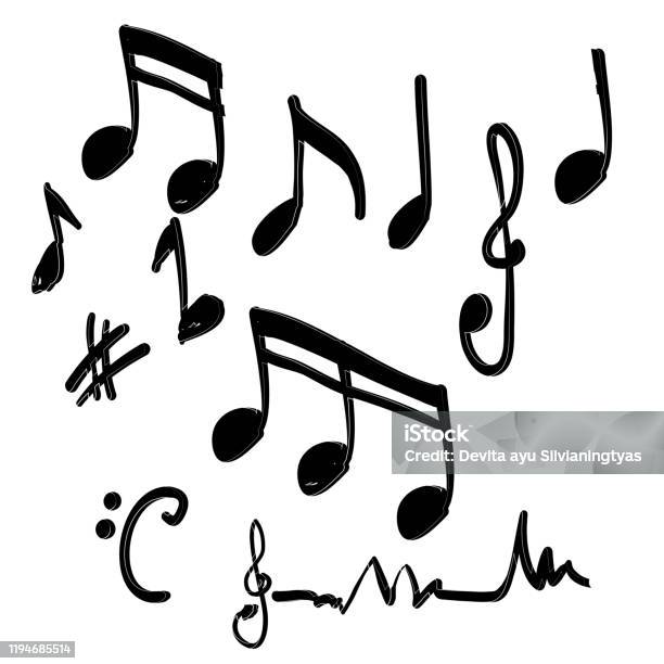 Note Gezeichnet Handgezeichnete Musik Note Element Doodle Vektor Stock Vektor Art und ...