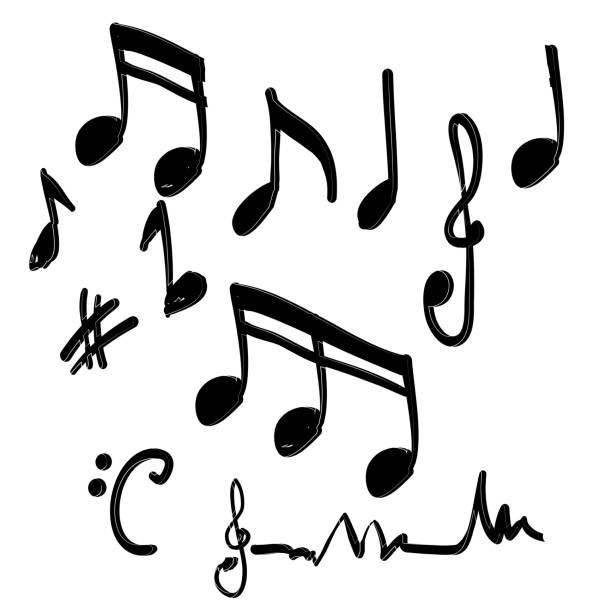hand drawn music note element doodle vector hand drawn music note element doodle vector cleft lip stock illustrations