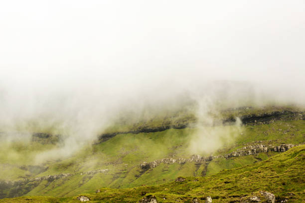 Cloudy mountains  Faroe Islands.