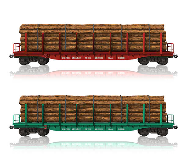 железнодорожный flatcars с lumber - commercial land vehicle man made object land vehicle rail freight стоковые фото и изображения