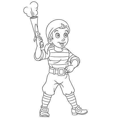 Coloring Page Of Cartoon Boy Pirate Stock Illustration - Download Image Now  - Coloring, Pirate - Criminal, Adult - iStock