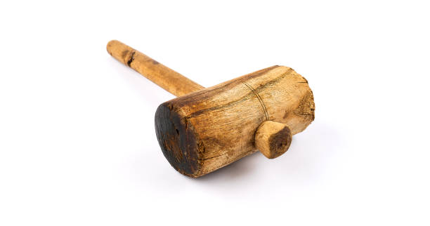 istock Old Wooden Mallet On White background 1194695385