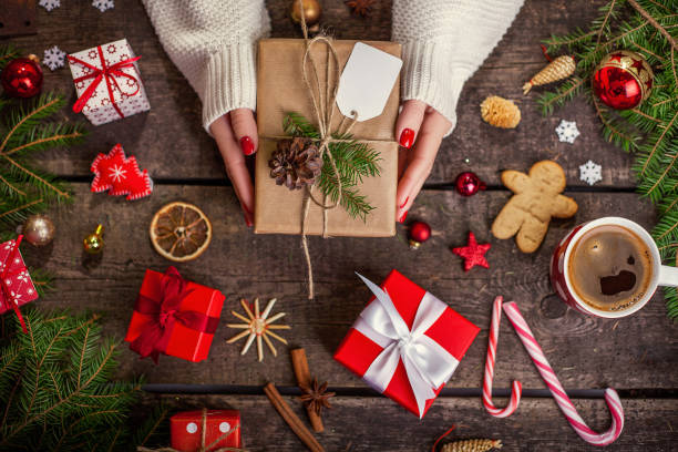istock Christmas or new year decorated gift box 1194700638