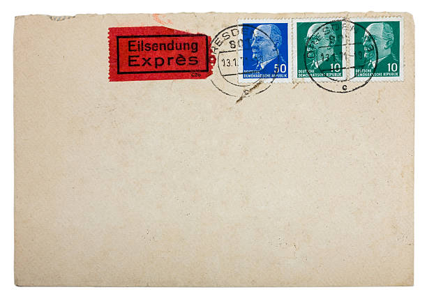 istock Vintage Used envelope with postage stamps 119470903
