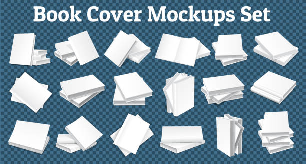 ブックカバーモックアップセット - hardcover book点のイラスト素材／クリップアート素材／マンガ素材／アイコン素材