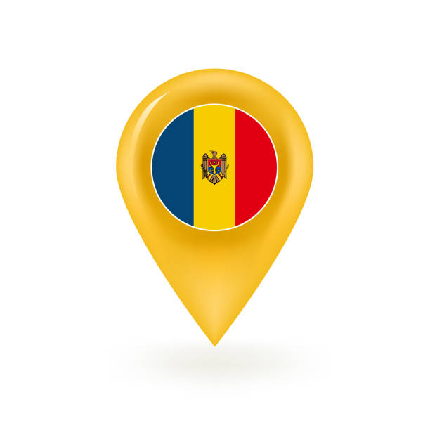 Moldova Map Pin Icon Moldovan map pin icon isolated. moldovan flag stock illustrations