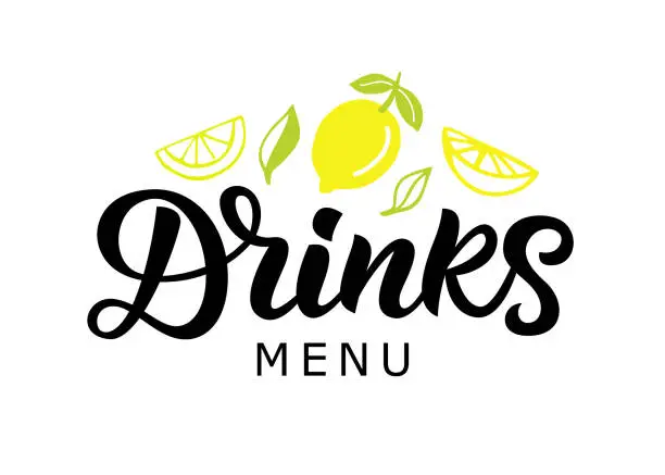 Vector illustration of Drinks vector badge, green cocktail bar