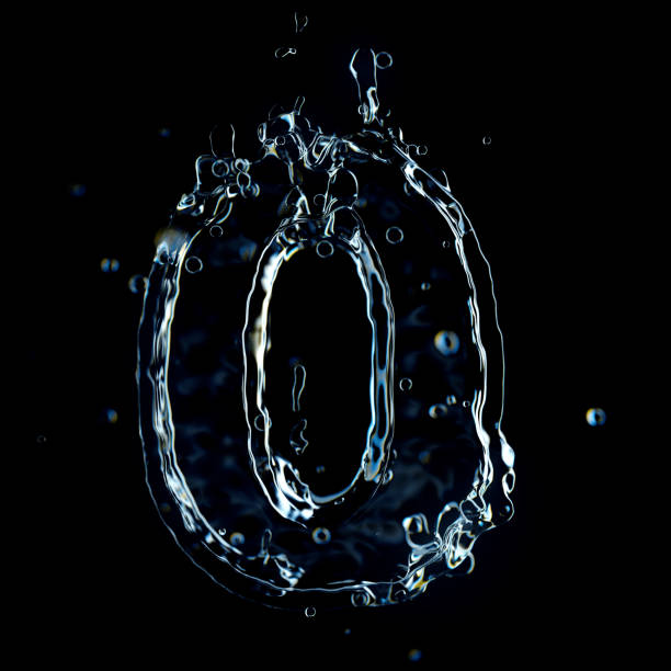 istock Water splash of number 0 isolated on black background 1194722308
