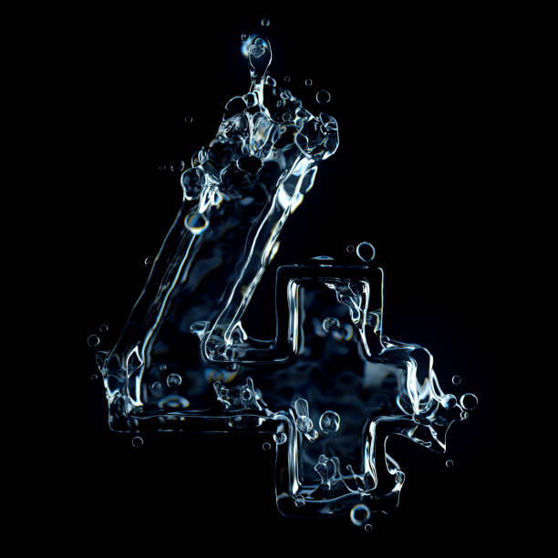 istock Water splash of number 4 isolated on black background 1194722422