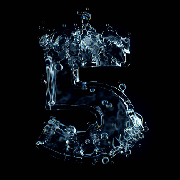 istock Water splash of number 5 isolated on black background 1194722437