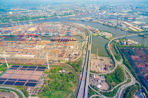 Hamburg,elbe,port,aerial view