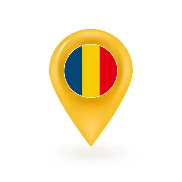 Vector illustration of Romania Map Pin Icon