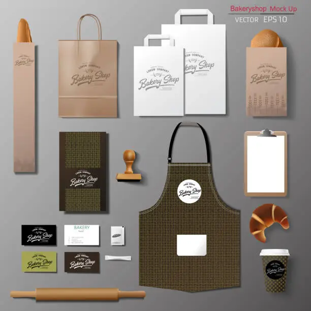 Vector illustration of Vector bakery corporate branding identity template design set.