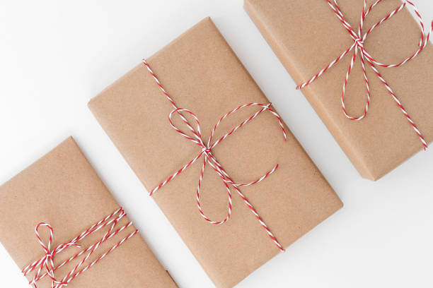 istock Christmas composition. Gifts with red decorations on white background 1194729977