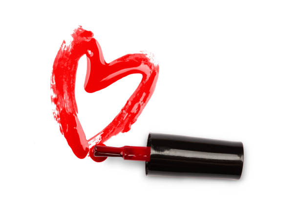 istock heart painted with nail polish, small brush, element for design 1194735166