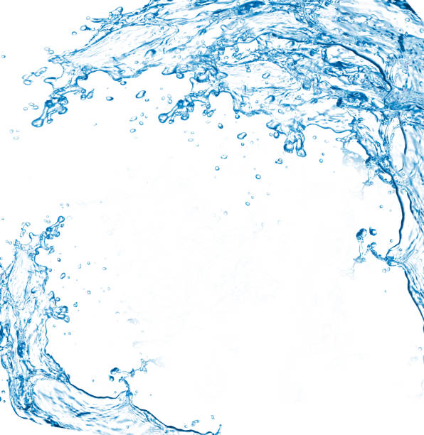 голубая вода брызгает на белом фоне. 3d иллюстрация - water ripple flowing vertical стоковые фото и изображения