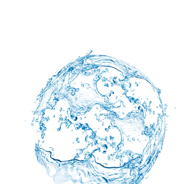 istock Blue water splashes over white background. 3D illustration 1194740108