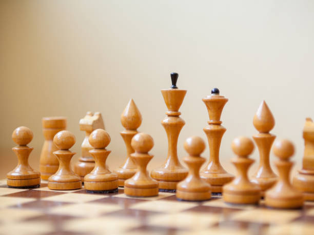 istock White chess pieces on the chessboard. 1194744850
