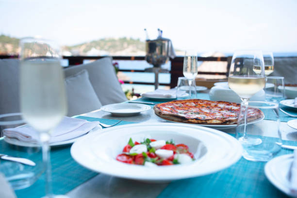 istock Dinner tables near the sea 1194747915